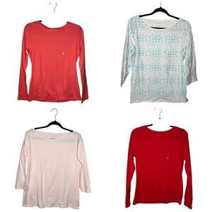 Talbots Lot of 4 Size M Cotton Crewneck Bateau T-Shirts Solids Prints NWT
